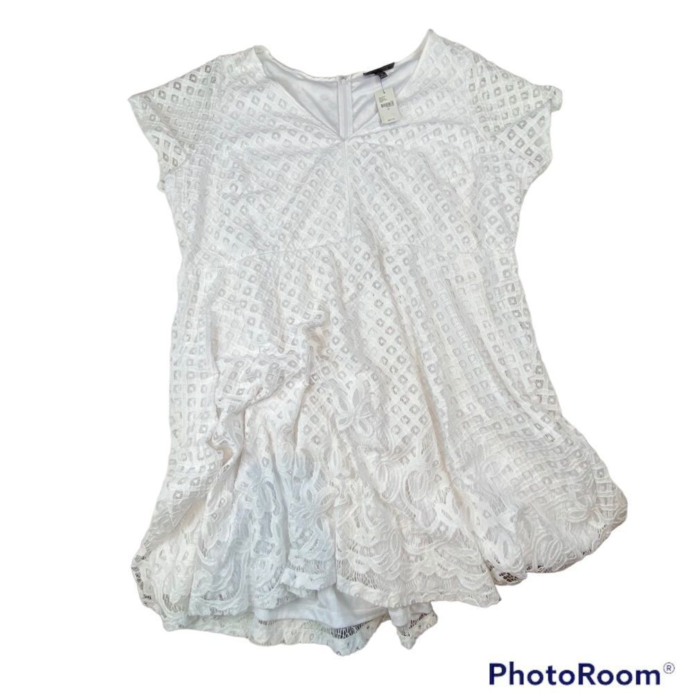NWT Lane Bryant White Eyelet Lace V Neck Dress 28 - Picture 2 of 7